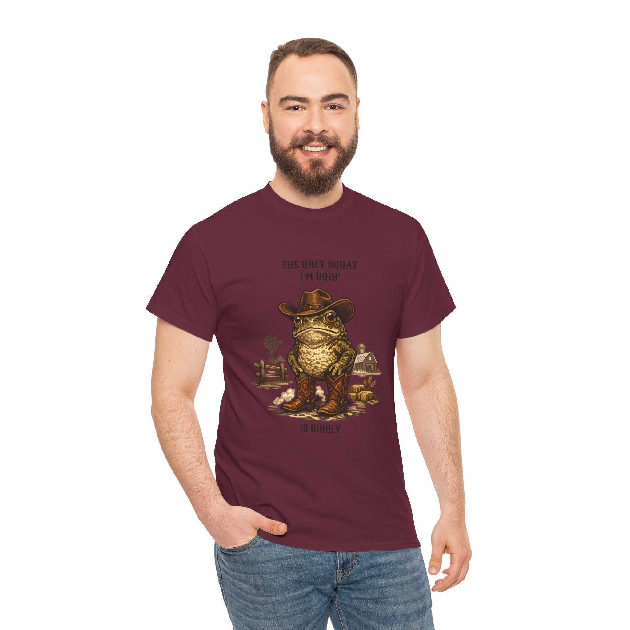 Frog Cowboy Tee — “The Only Squat I’m Doin’ Is Diddle” Funny Western Graphic T-Shirt