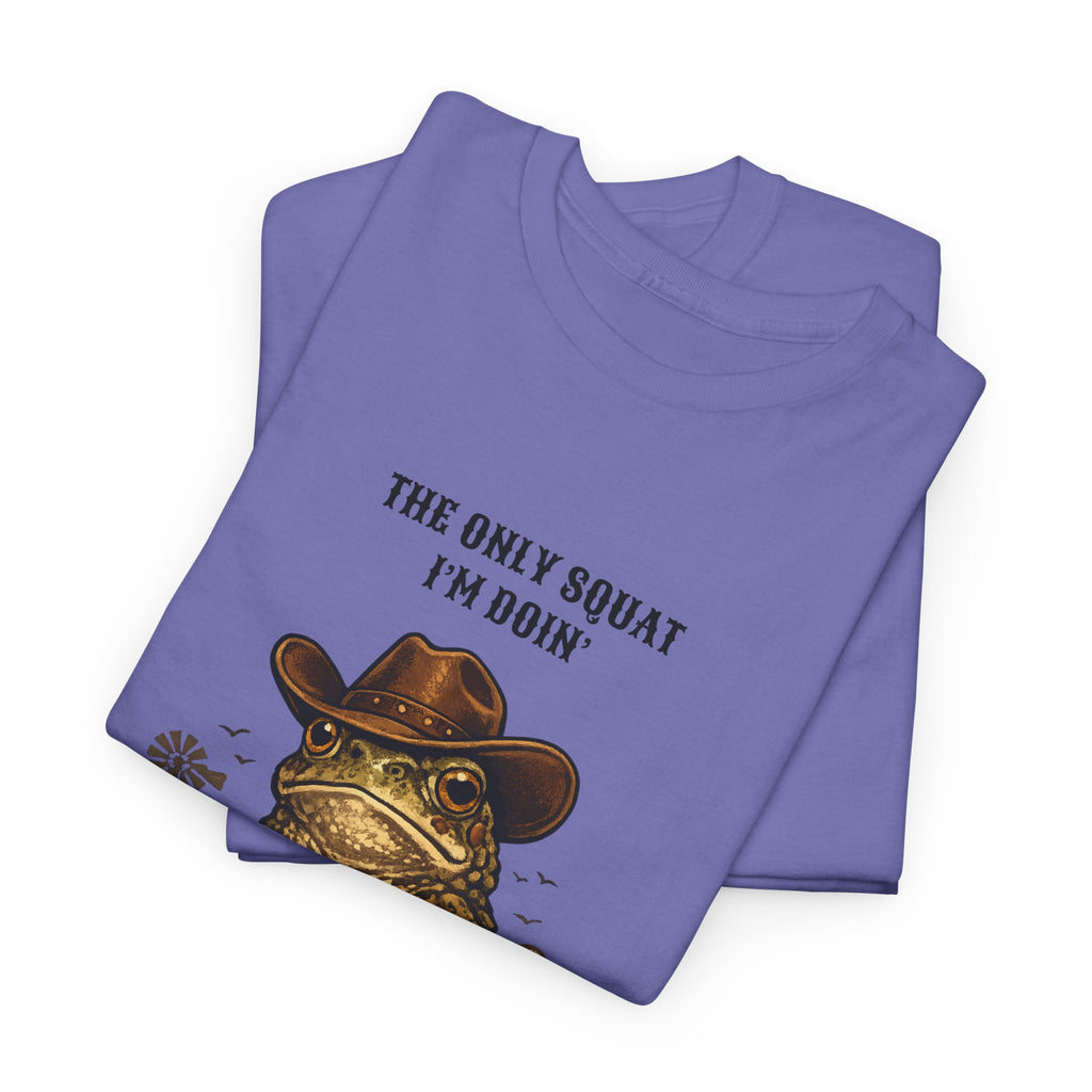 Frog Cowboy Tee — “The Only Squat I’m Doin’ Is Diddle” Funny Western Graphic T-Shirt