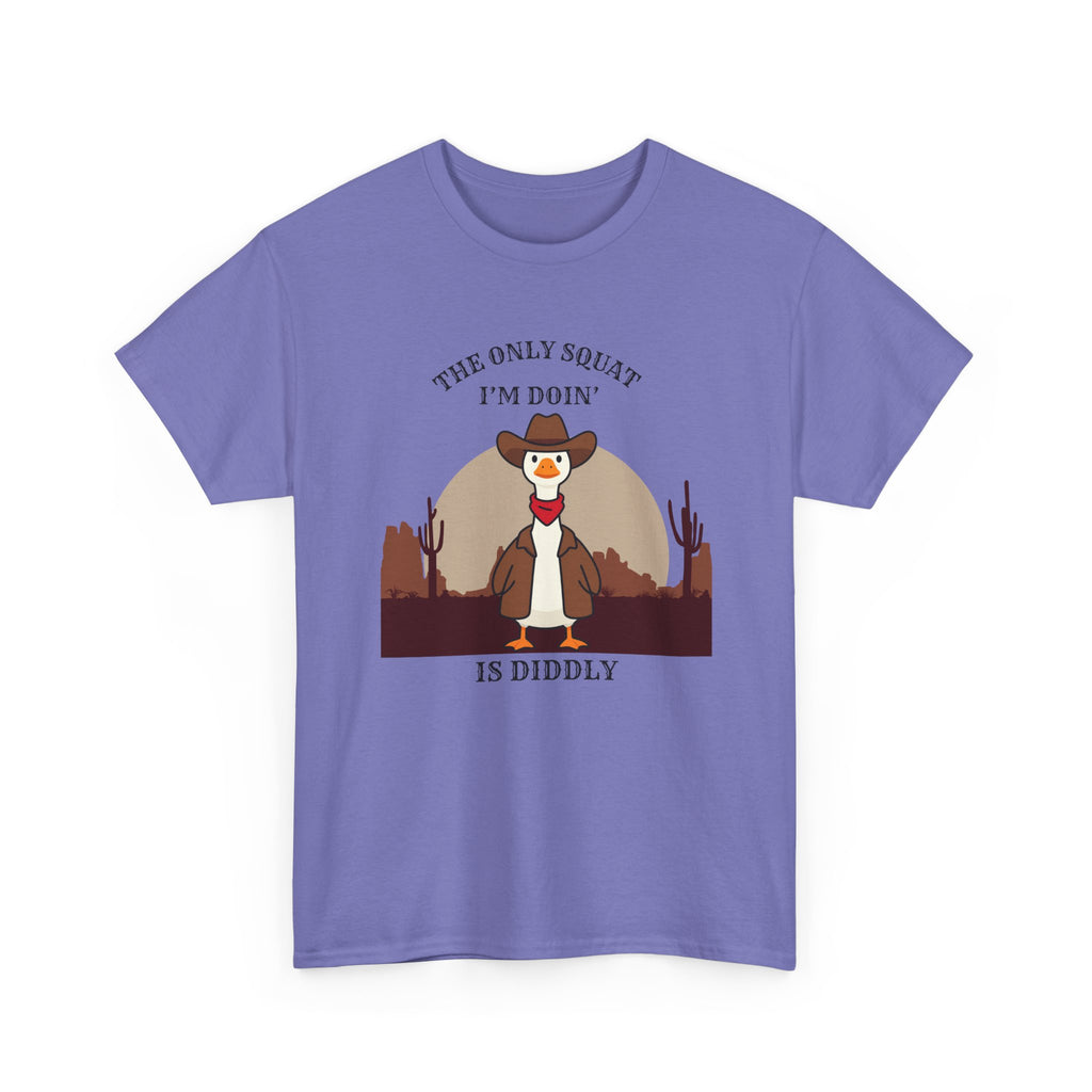 Cowboy Ferret Graphic Tee — "The Only Squat I'm Doin' Is Diddly" Cute Western Animal T-Shirt
