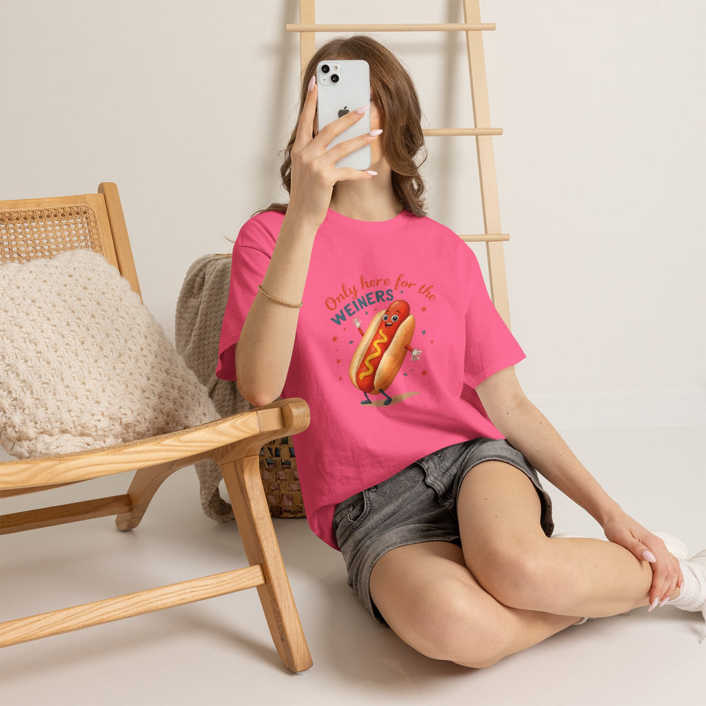 Funny Hot Dog Tee — "Only Here for the Weiners" Graphic T-Shirt