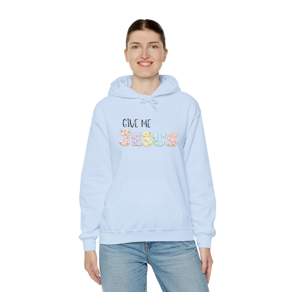 Give Me Jesus Floral Hoodie — Christian Faith Pullover for Women & Men