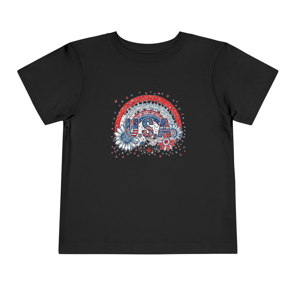 Toddler Tee — USA Rainbow Floral Patriotic 4th of July Shirt
