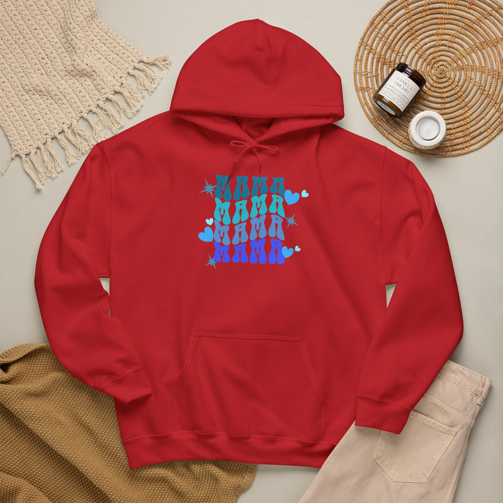Mama Heart Crewneck Hoodie – Blue Gradient “MAMA” Graphic Sweatshirt