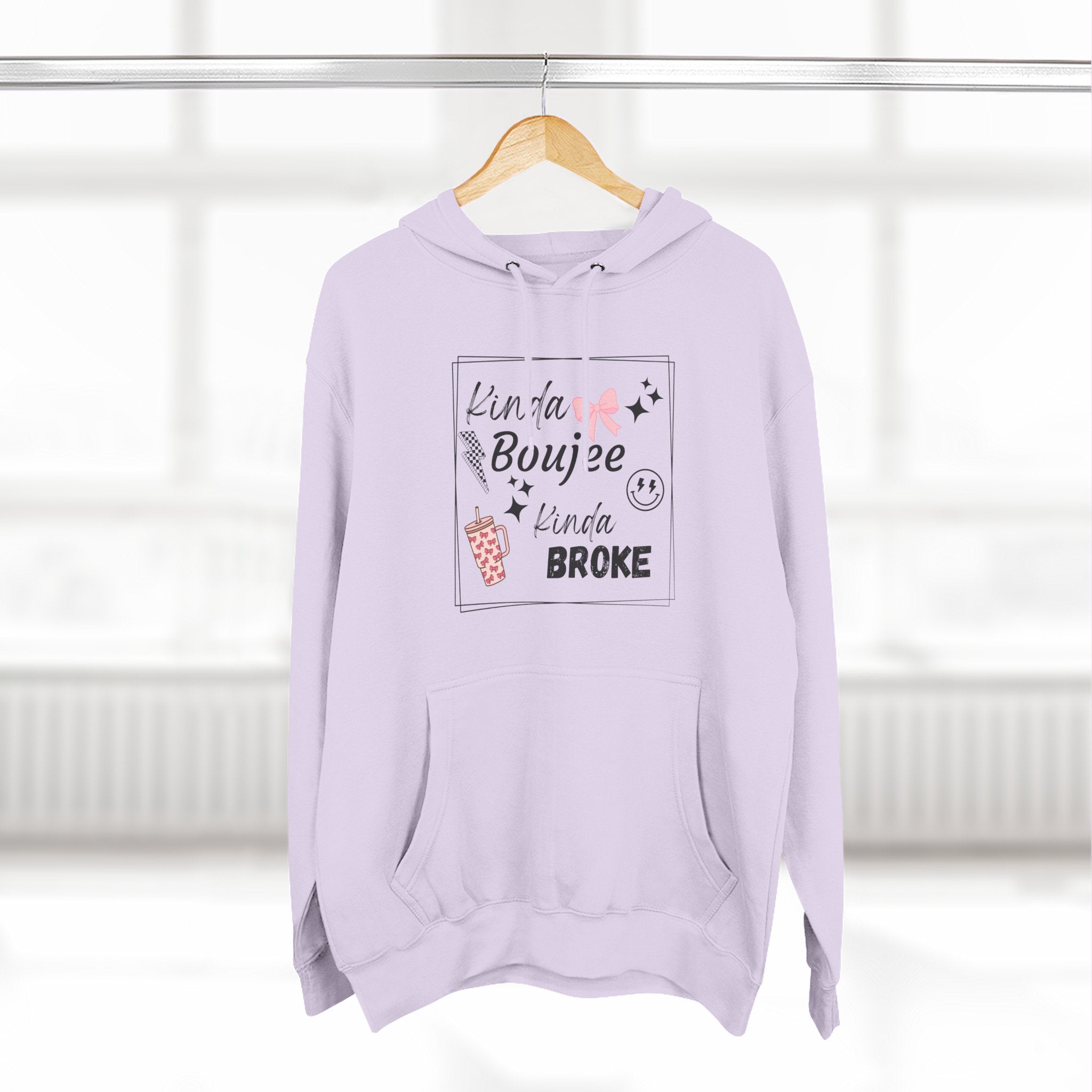 Boujee But Broke Hoodie — Cute Graphic Fleece Pullover