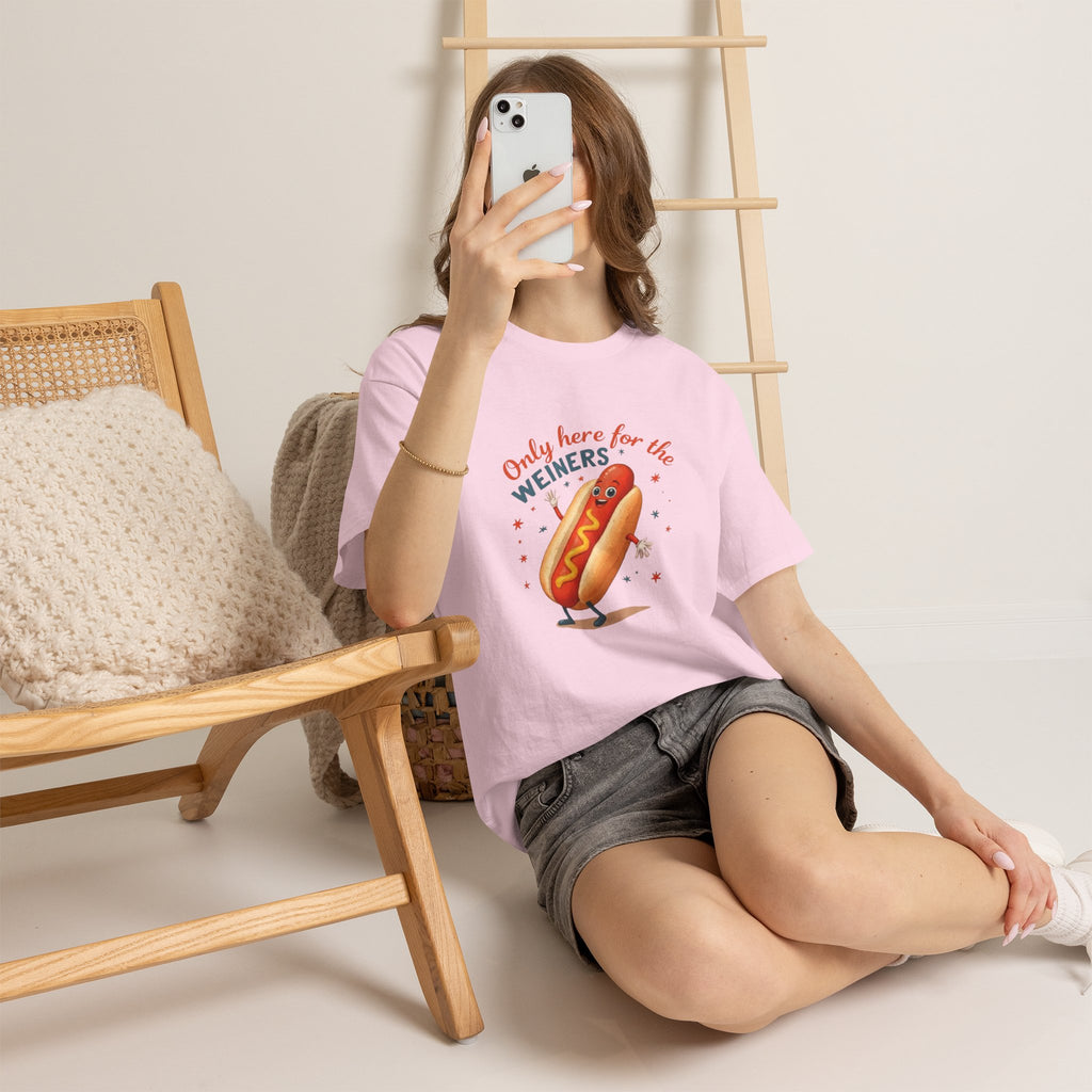 Funny Hot Dog Tee — "Only Here for the Weiners" Graphic T-Shirt