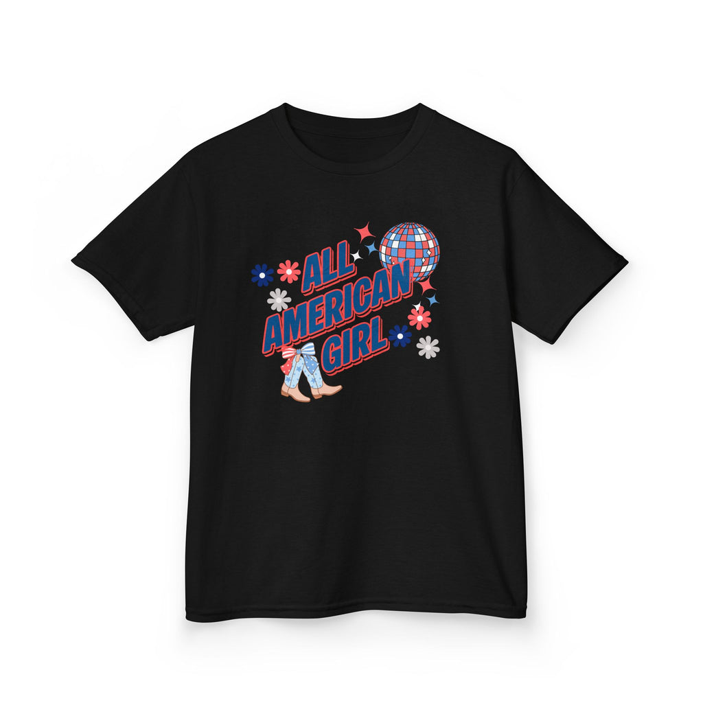 All American Girl Kids T-Shirt — Patriotic 4th of July Tee