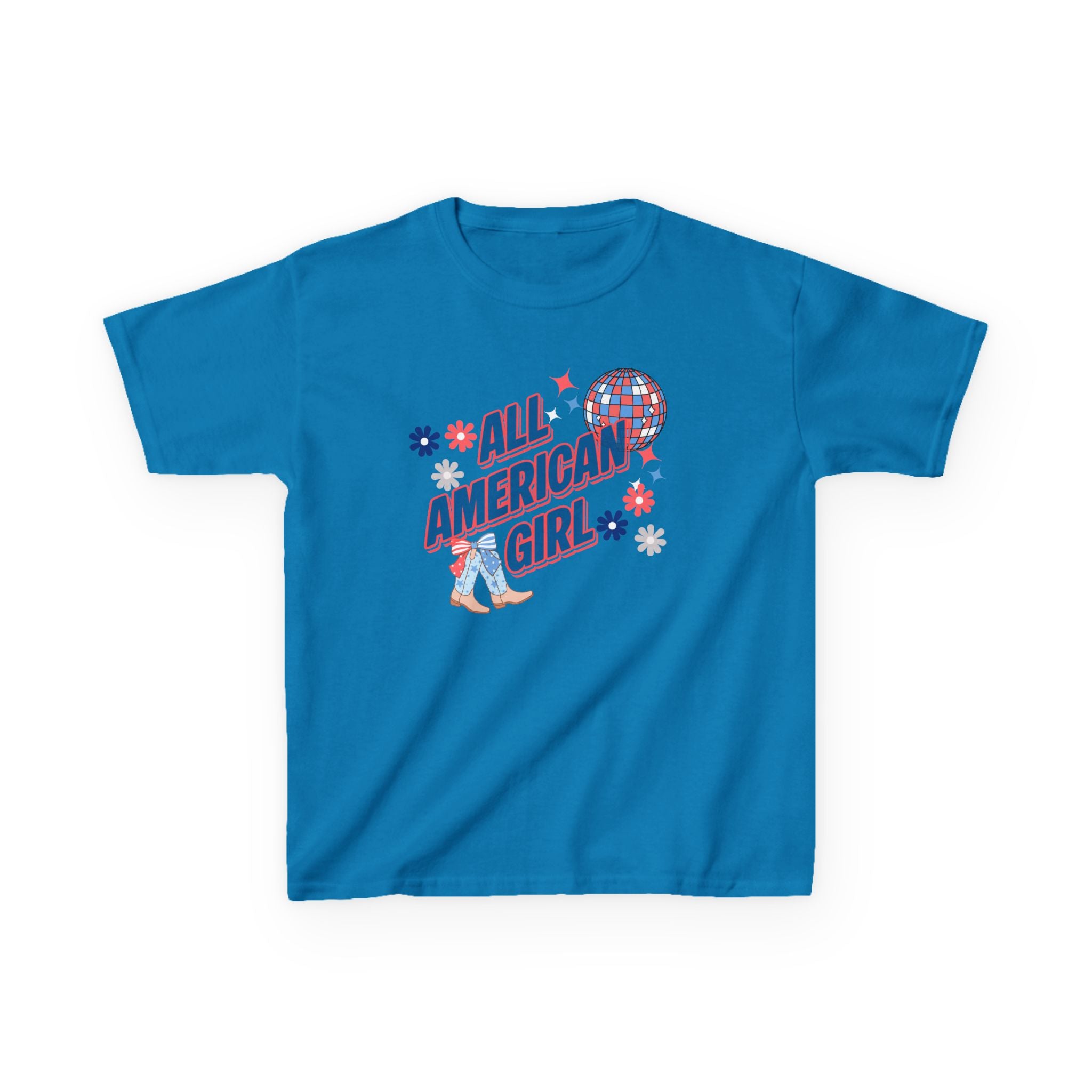 All American Girl Kids T-Shirt — Patriotic 4th of July Tee