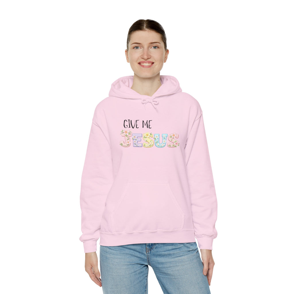 Give Me Jesus Floral Hoodie — Christian Faith Pullover for Women & Men