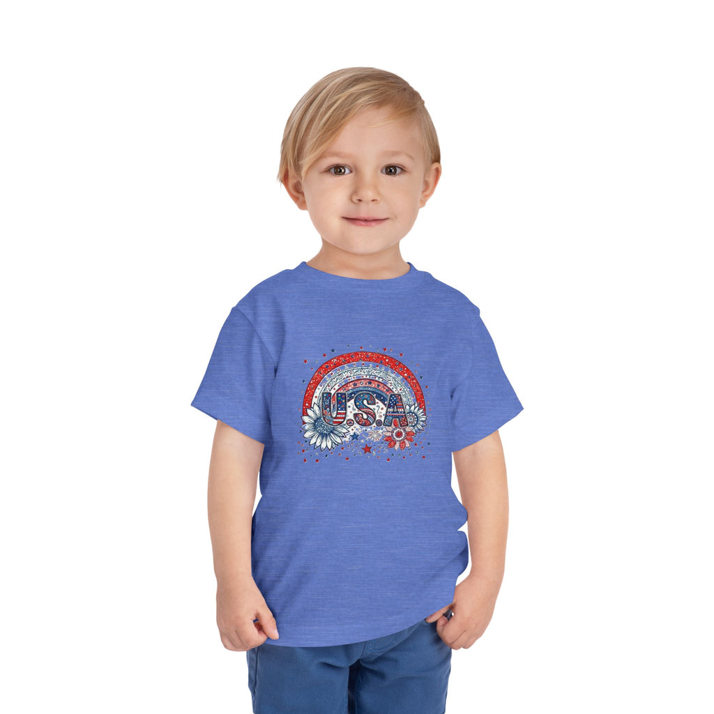 Toddler Tee — USA Rainbow Floral Patriotic 4th of July Shirt
