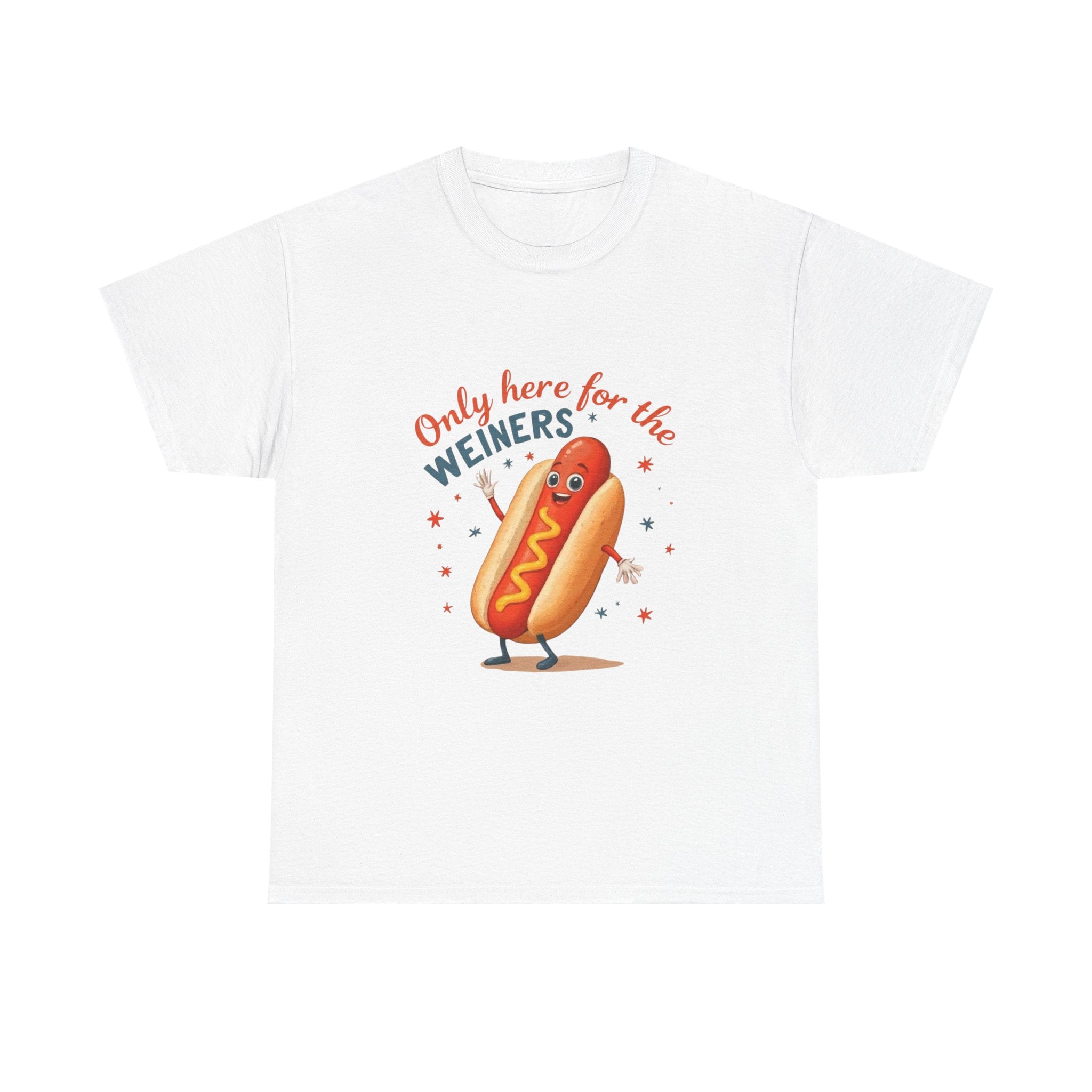 Funny Hot Dog Tee — "Only Here for the Weiners" Graphic T-Shirt