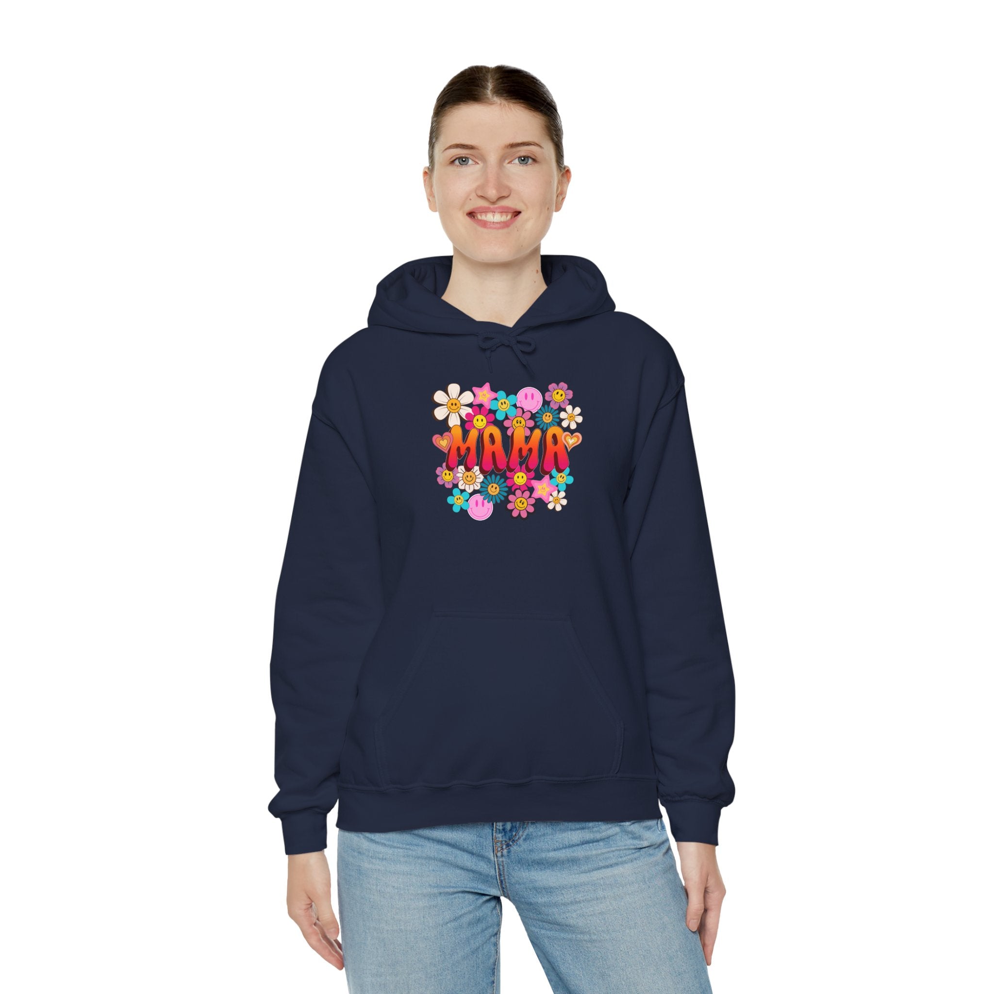 Mama Floral Hoodie — Retro Flower Power "Mama" Sweatshirt