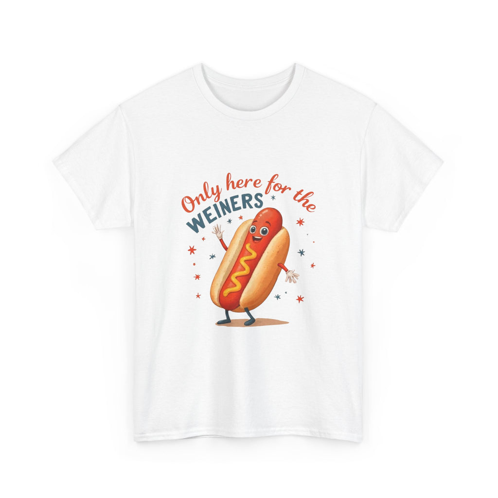 Funny Hot Dog Tee — "Only Here for the Weiners" Graphic T-Shirt