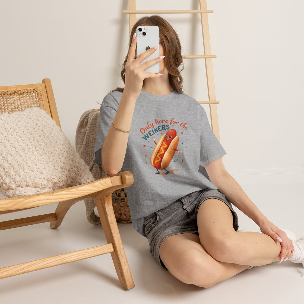 Funny Hot Dog Tee — "Only Here for the Weiners" Graphic T-Shirt