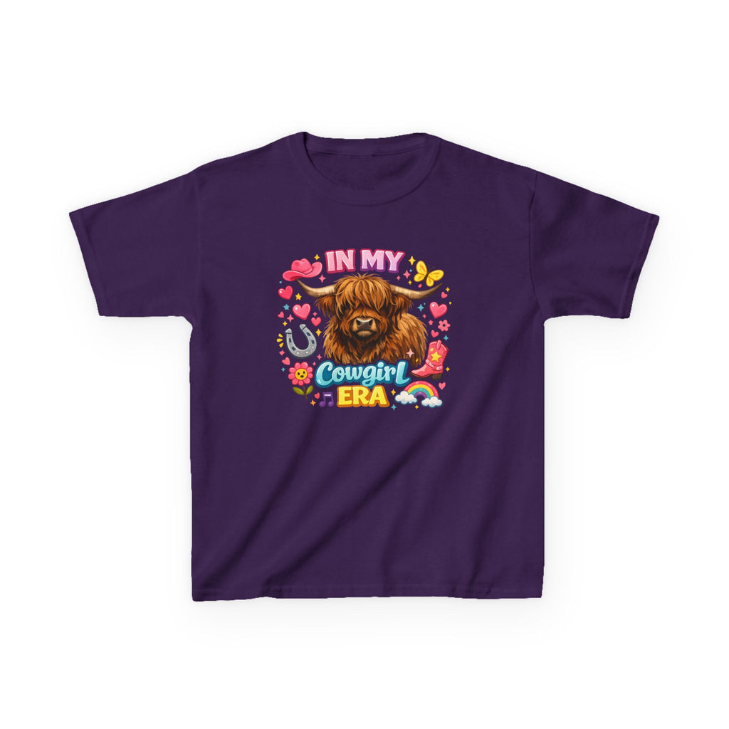 Kids Tee — "In My Cowgirl Era" Highland Cow Graphic