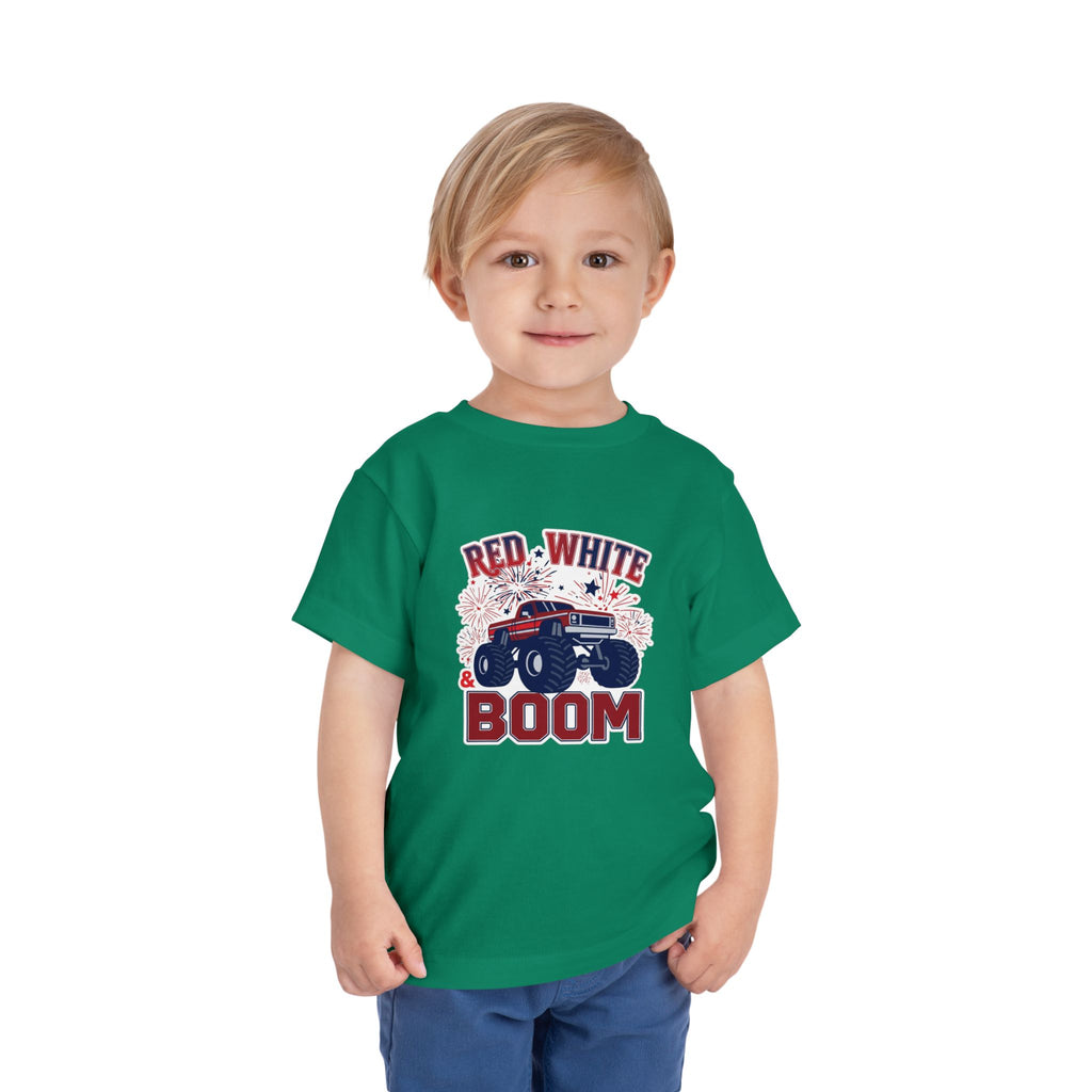 Toddler Tee - "Red, White & Boom" Monster Truck 4th of July Shirt