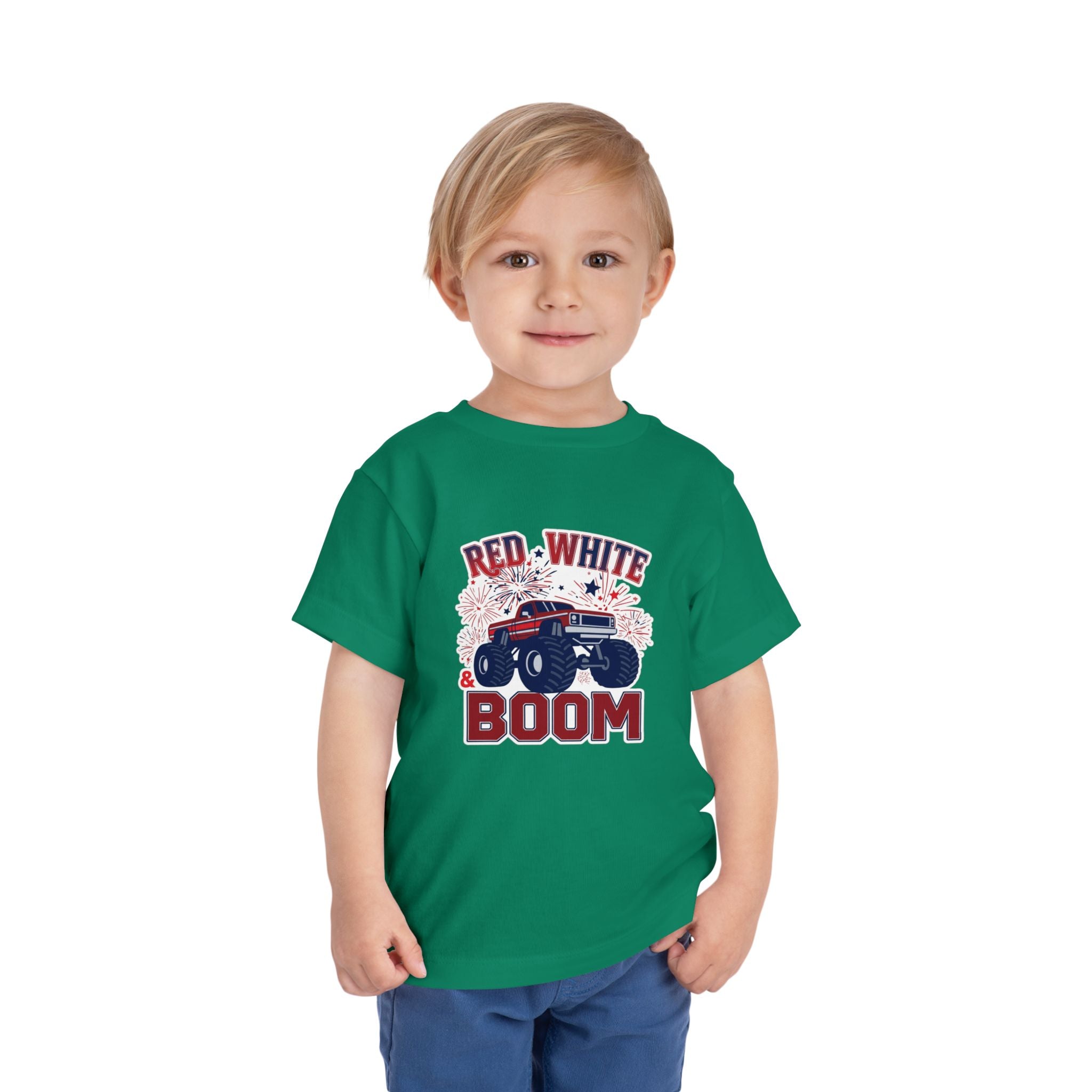 Toddler Tee - "Red, White & Boom" Monster Truck 4th of July Shirt