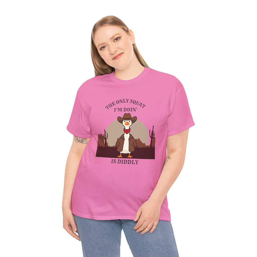 Cowboy Ferret Graphic Tee — "The Only Squat I'm Doin' Is Diddly" Cute Western Animal T-Shirt