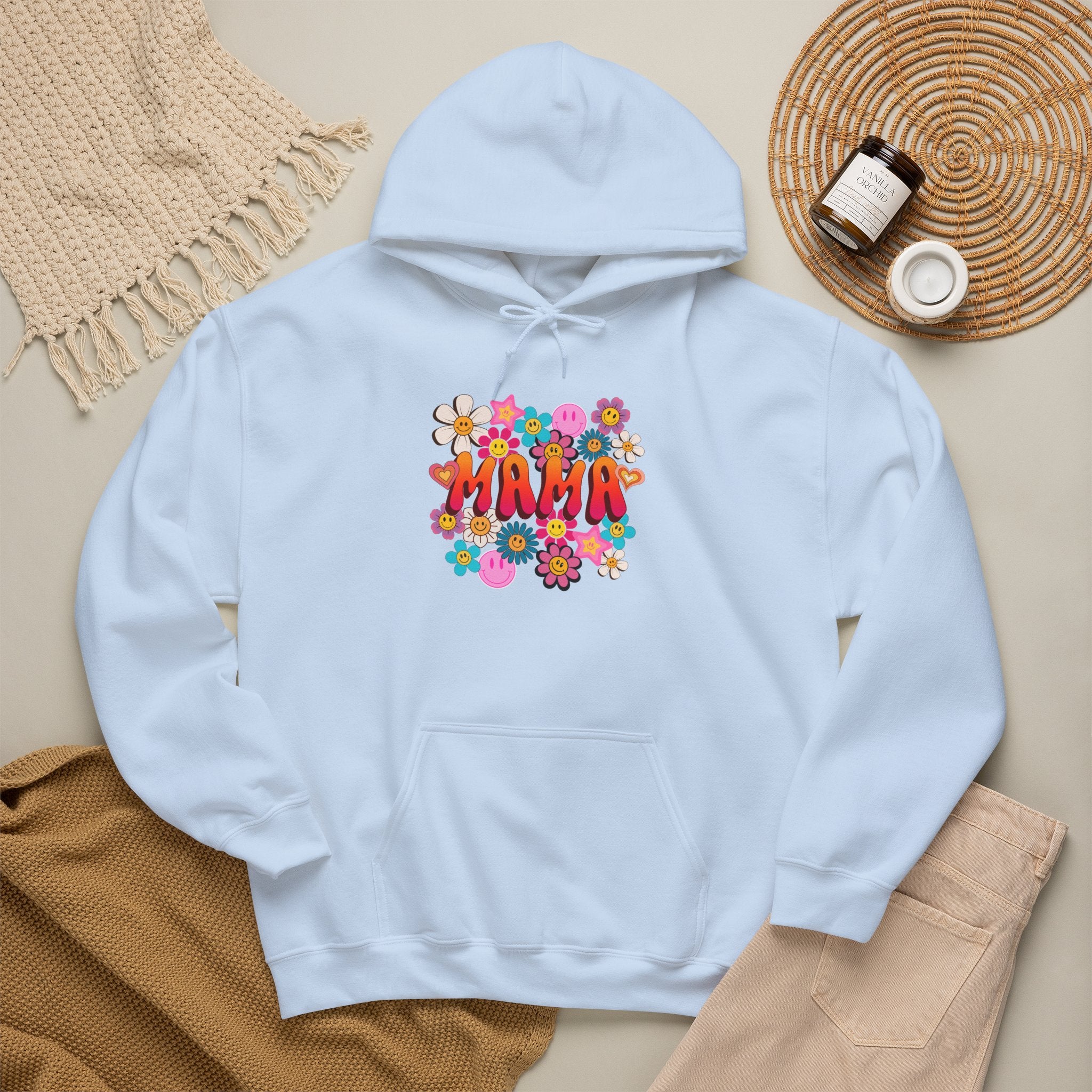 Mama Floral Hoodie — Retro Flower Power "Mama" Sweatshirt