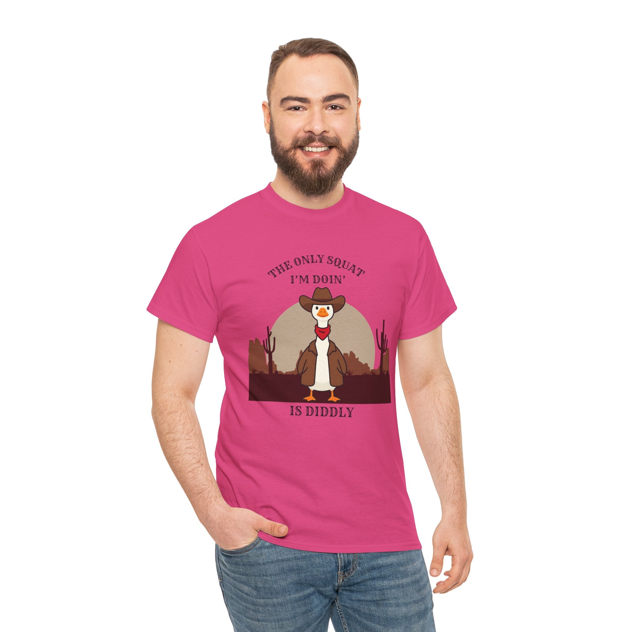 Cowboy Ferret Graphic Tee — "The Only Squat I'm Doin' Is Diddly" Cute Western Animal T-Shirt