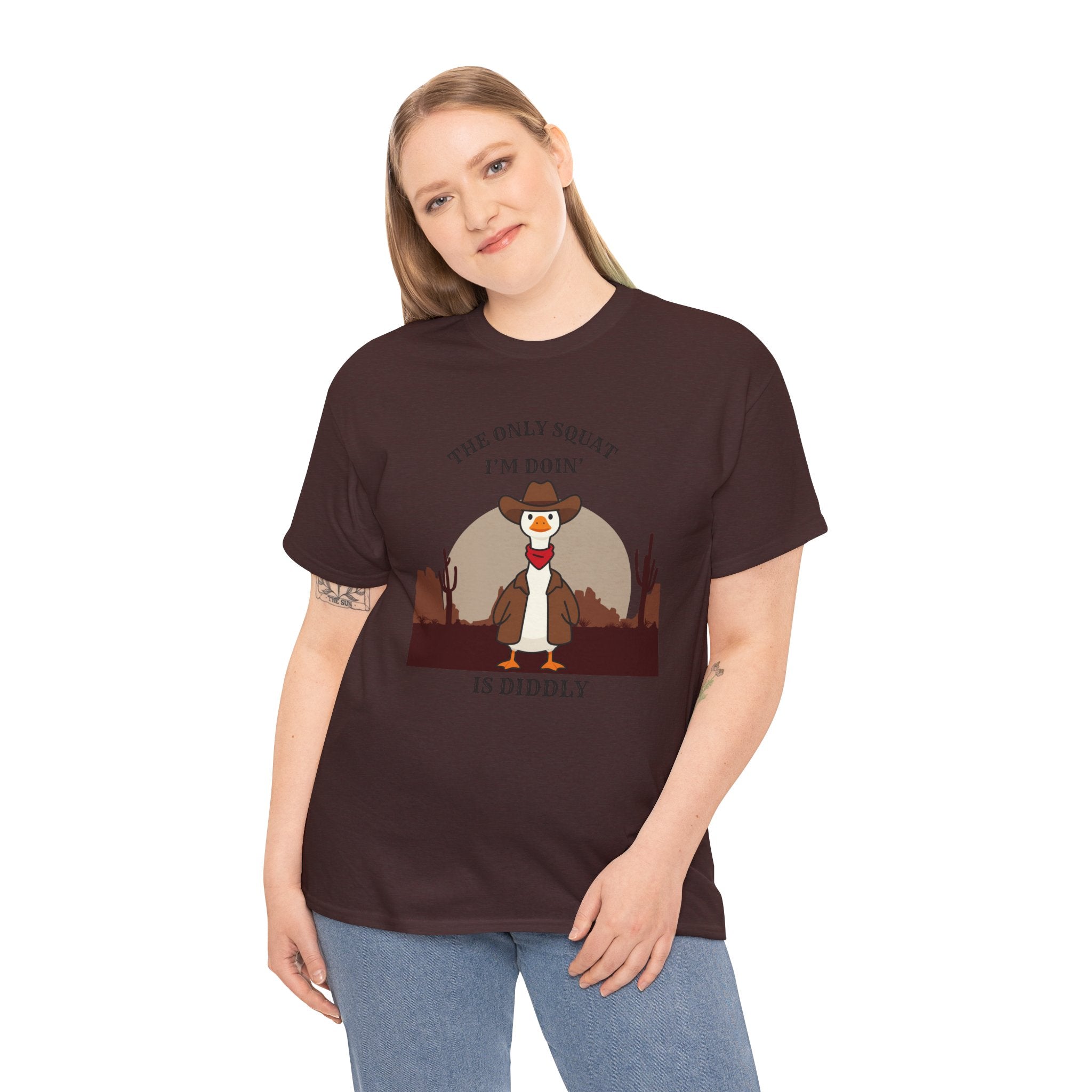 Cowboy Ferret Graphic Tee — "The Only Squat I'm Doin' Is Diddly" Cute Western Animal T-Shirt
