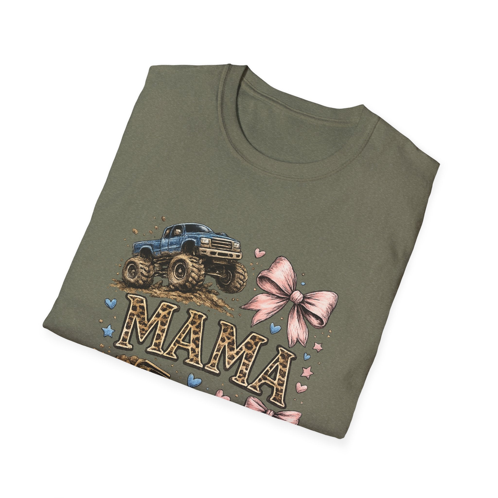Mama Jeep & Ballet Shoes T-Shirt — 'MAMA' Graphic Tee with Trucks, Bows & Ballet Slippers