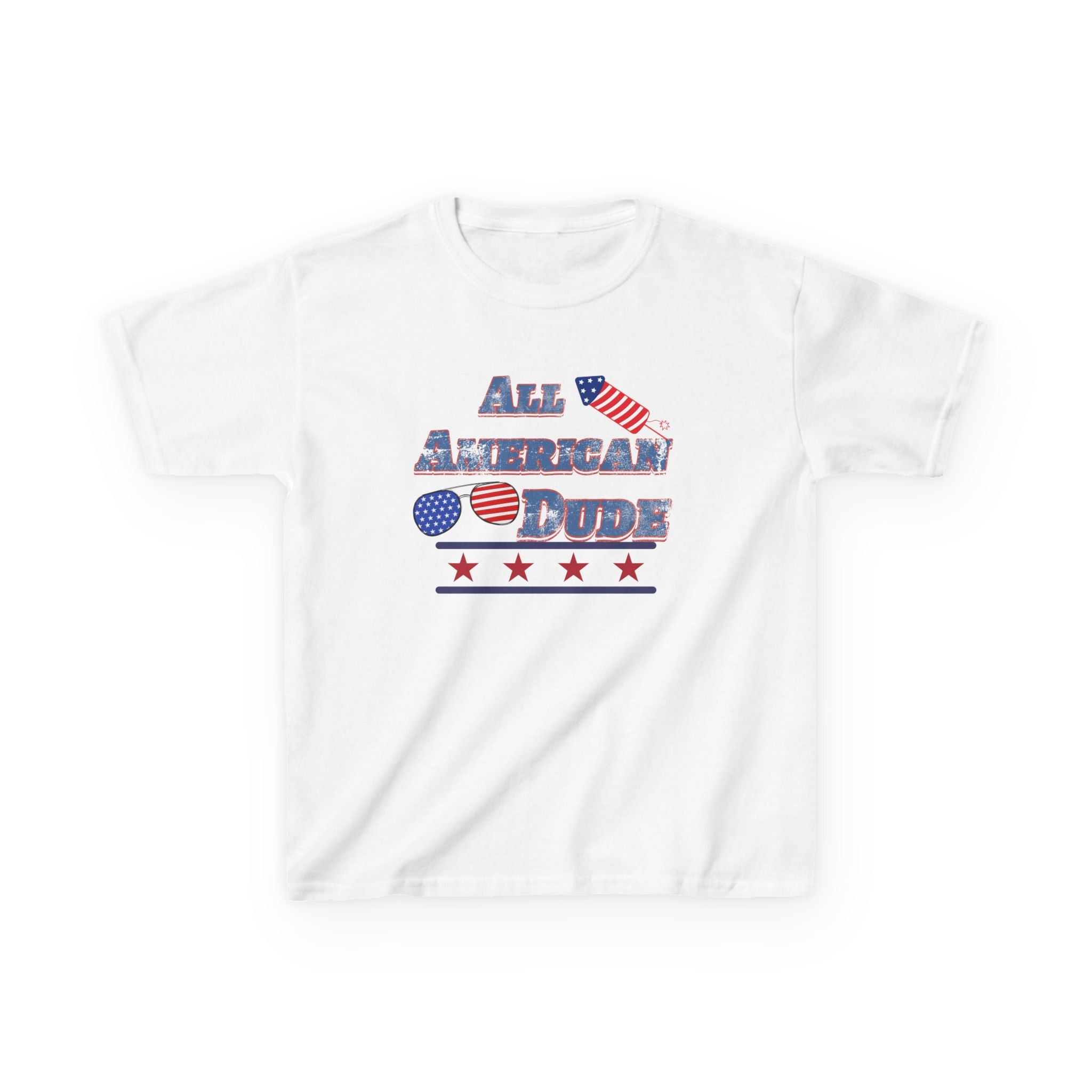 Kids Tee — "All American Dude" Patriotic 4th of July T-Shirt