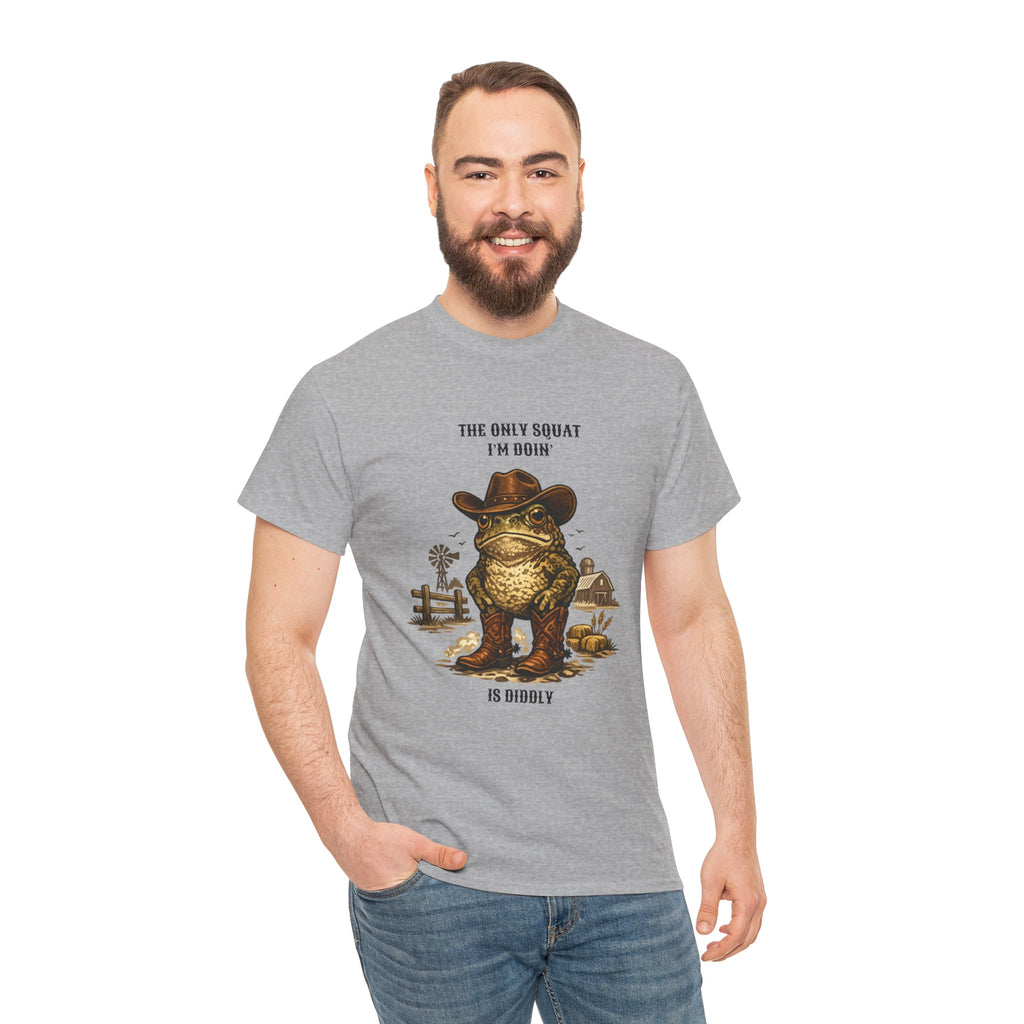 Frog Cowboy Tee — “The Only Squat I’m Doin’ Is Diddle” Funny Western Graphic T-Shirt