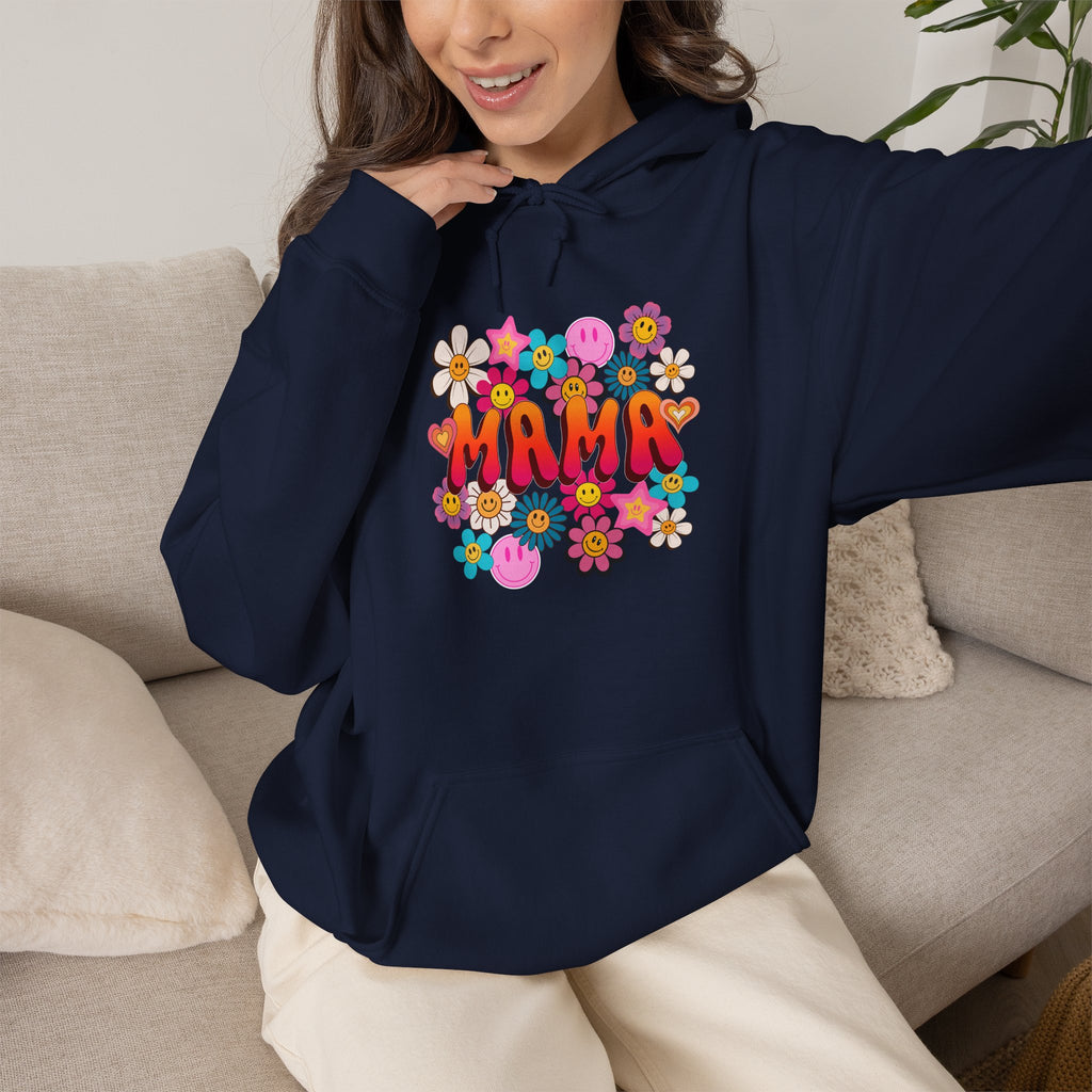 Mama Floral Hoodie — Retro Flower Power "Mama" Sweatshirt