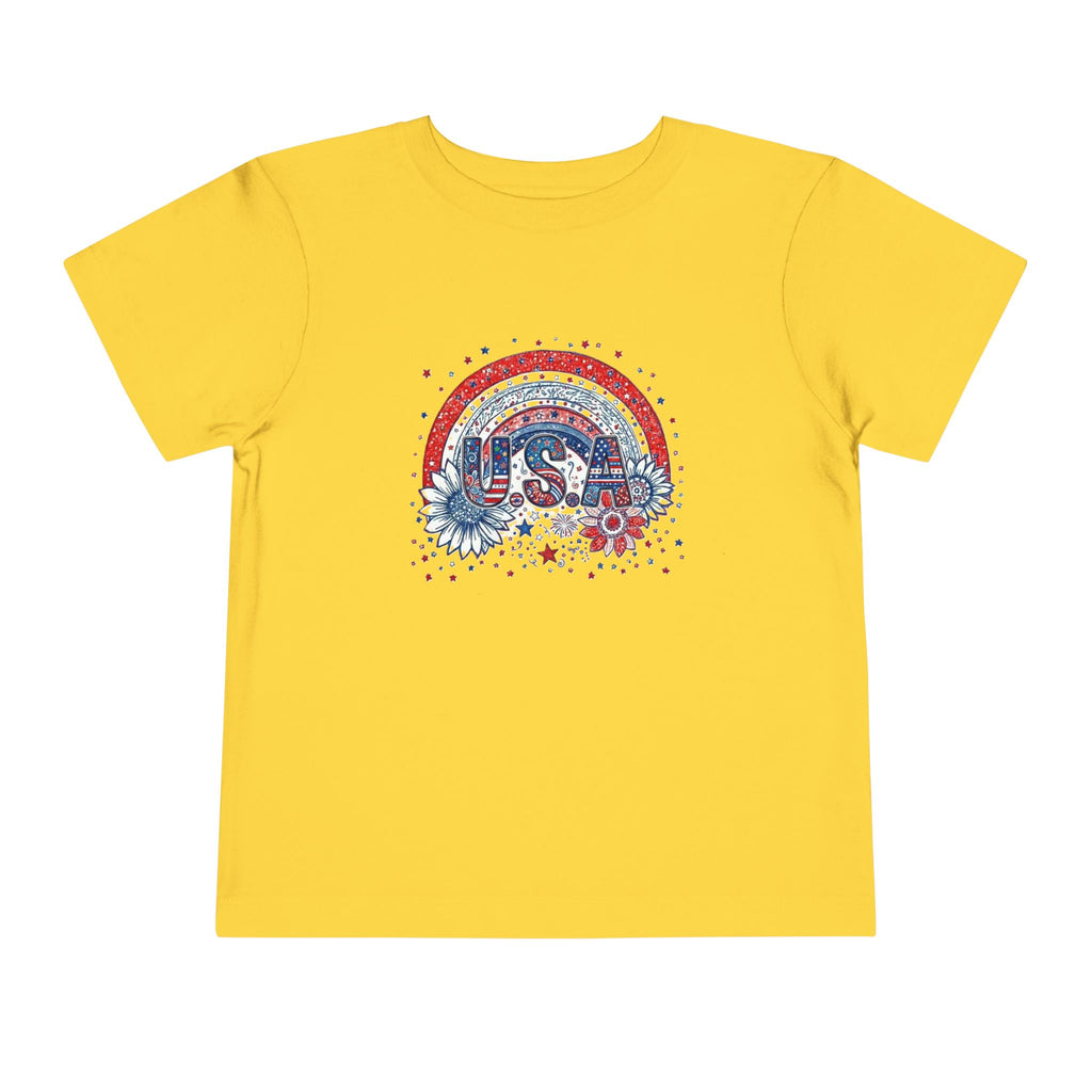 Toddler Tee — USA Rainbow Floral Patriotic 4th of July Shirt