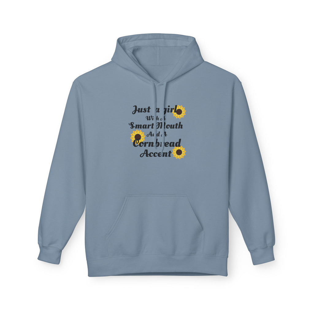Cornbread Accent Hoodie — "Just a girl with a smart mouth & a cornbread accent" Sunflower Pullover