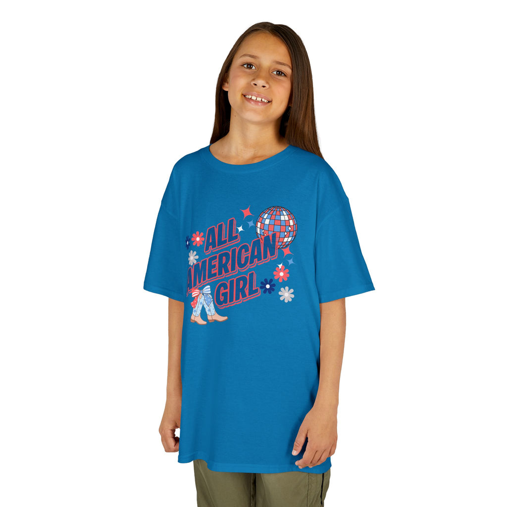 All American Girl Kids T-Shirt — Patriotic 4th of July Tee