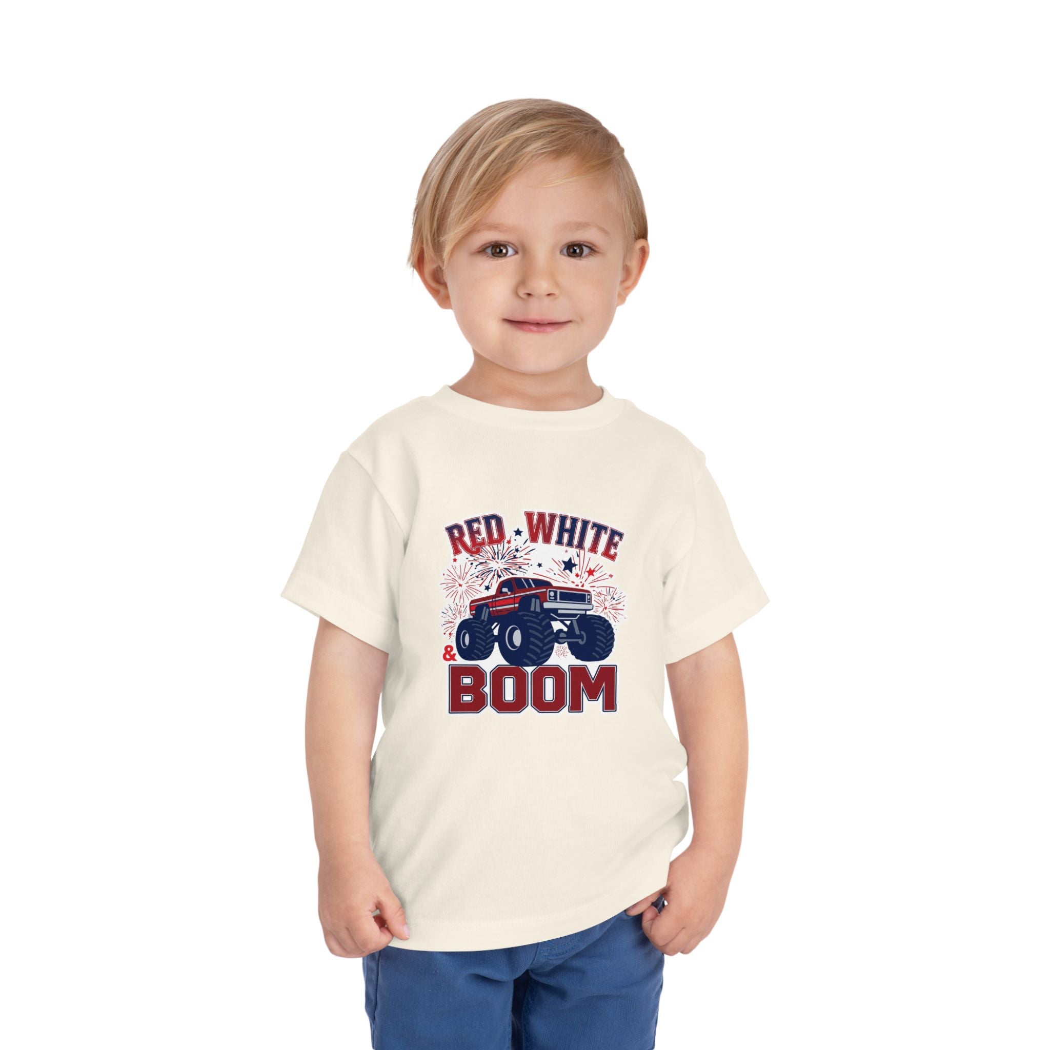 Toddler Tee - "Red, White & Boom" Monster Truck 4th of July Shirt
