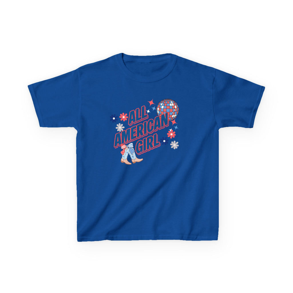 All American Girl Kids T-Shirt — Patriotic 4th of July Tee