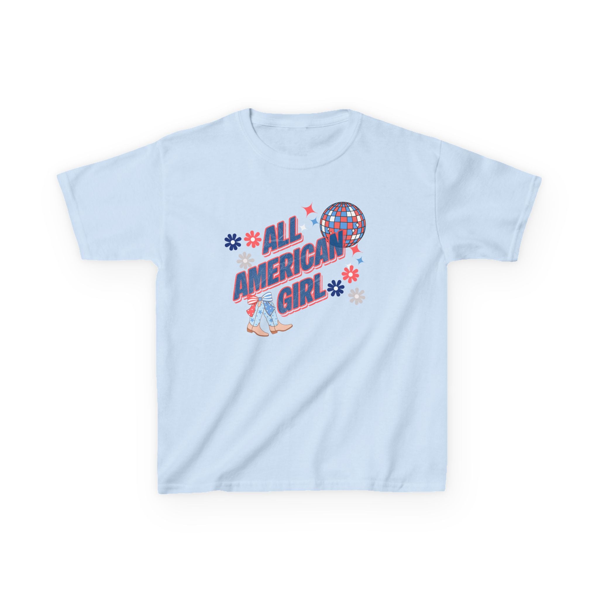 All American Girl Kids T-Shirt — Patriotic 4th of July Tee