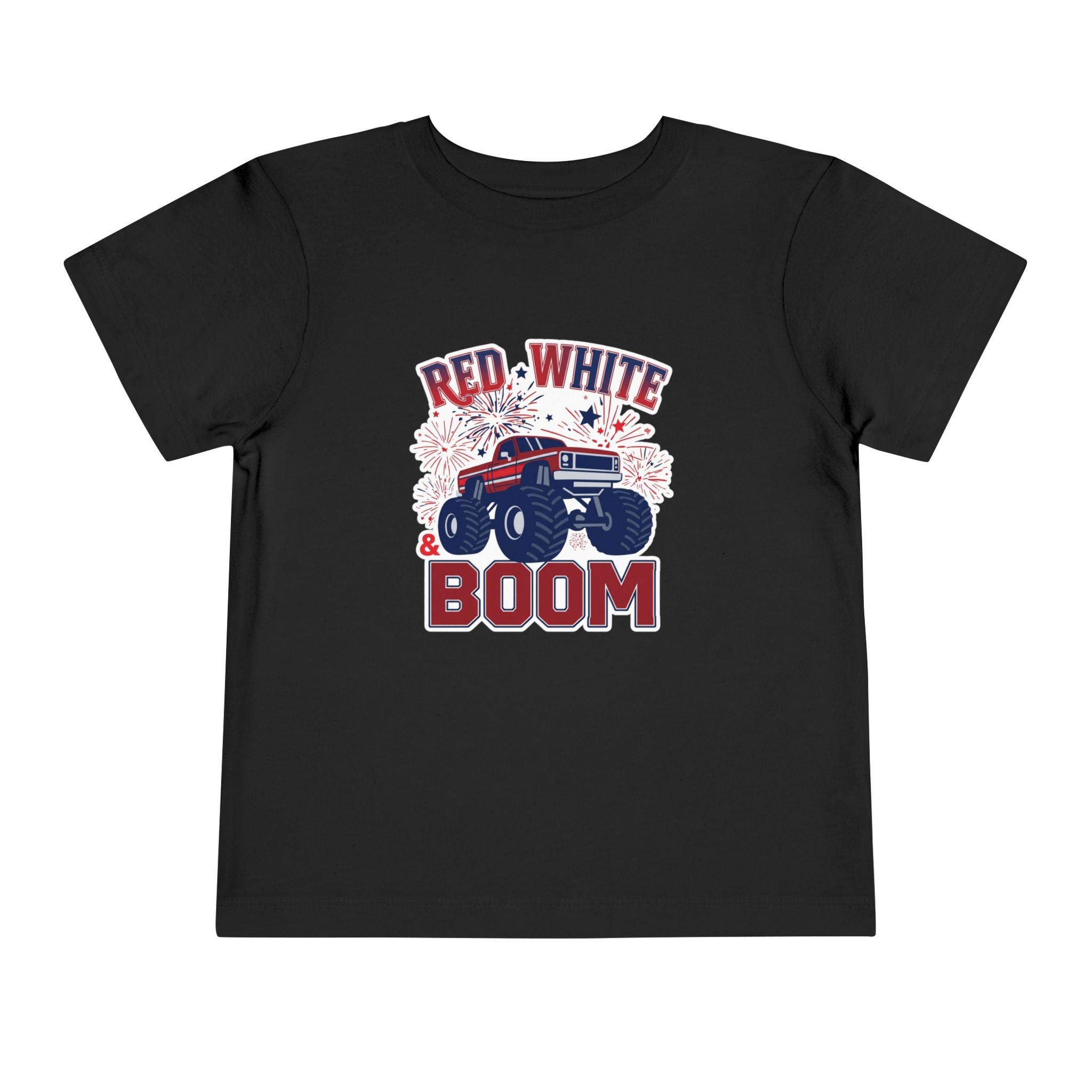 Toddler Tee - "Red, White & Boom" Monster Truck 4th of July Shirt
