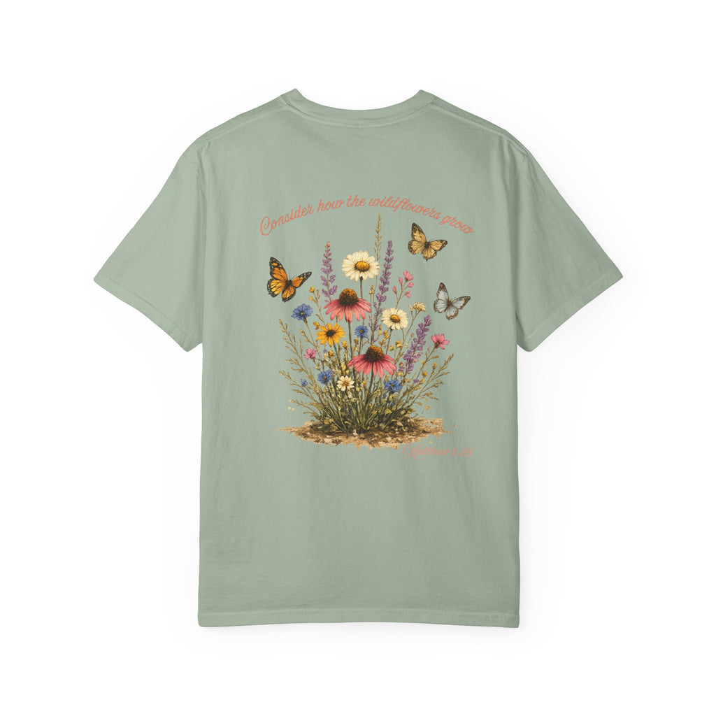 Wildflower Bouquet T-shirt | Backyard Butterflies, Botanical Illustration