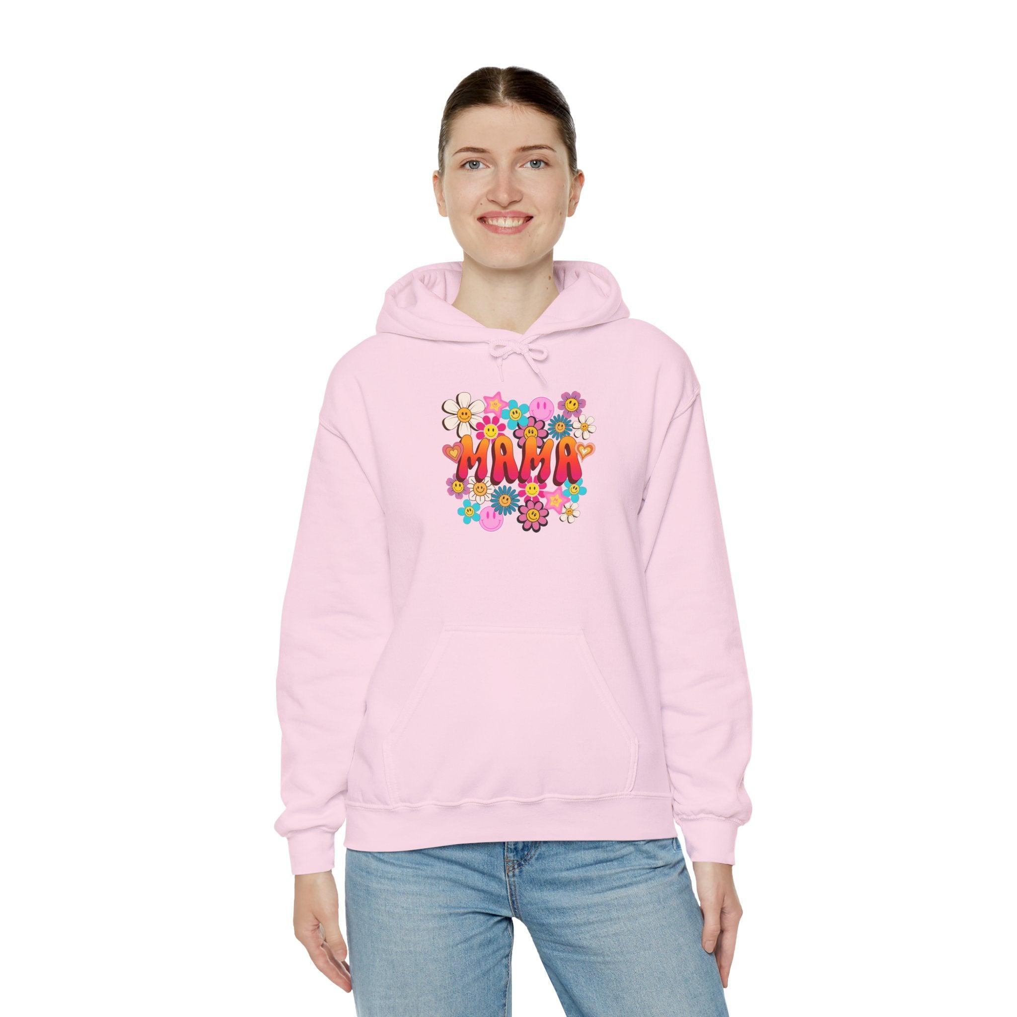 Mama Floral Hoodie — Retro Flower Power "Mama" Sweatshirt