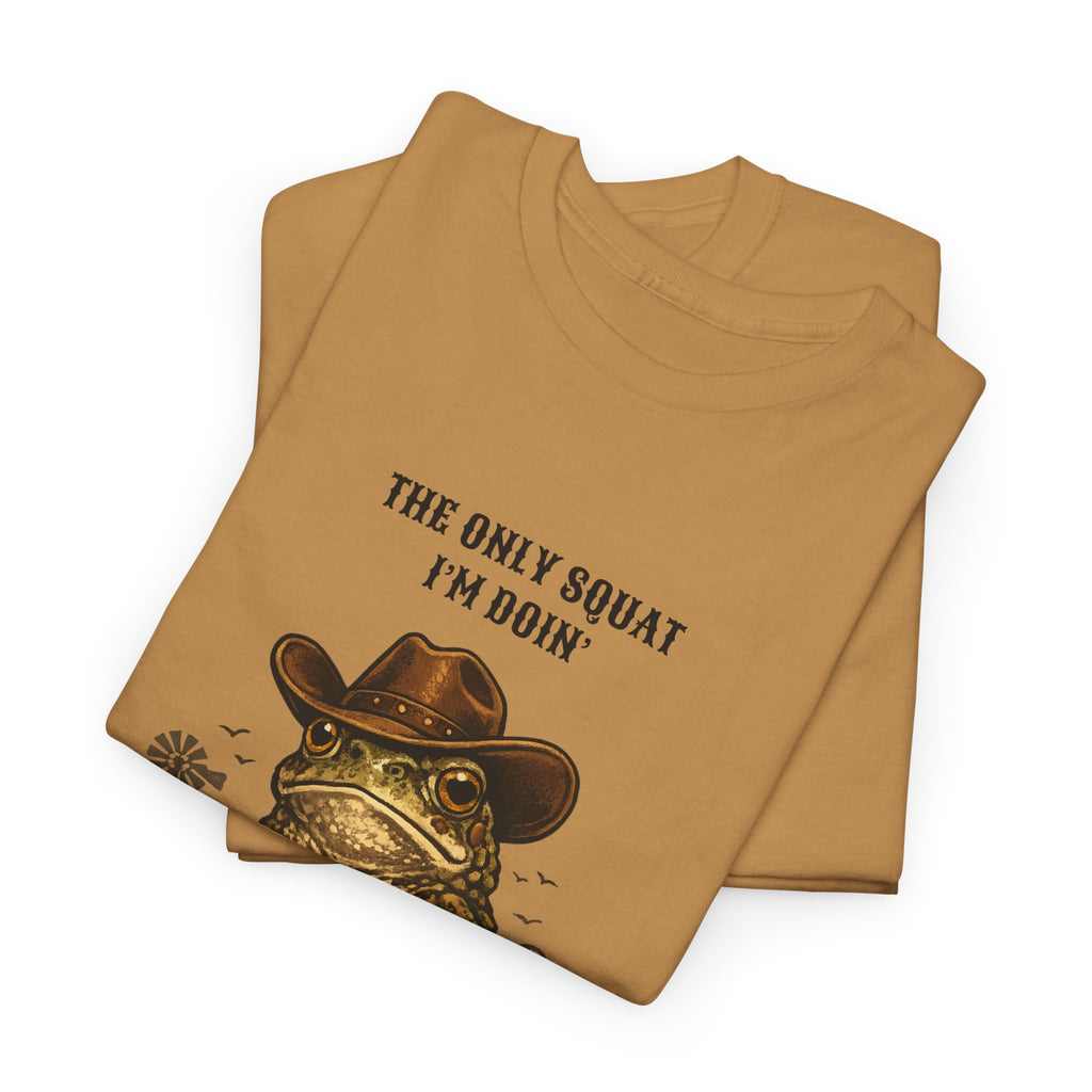 Frog Cowboy Tee — “The Only Squat I’m Doin’ Is Diddle” Funny Western Graphic T-Shirt