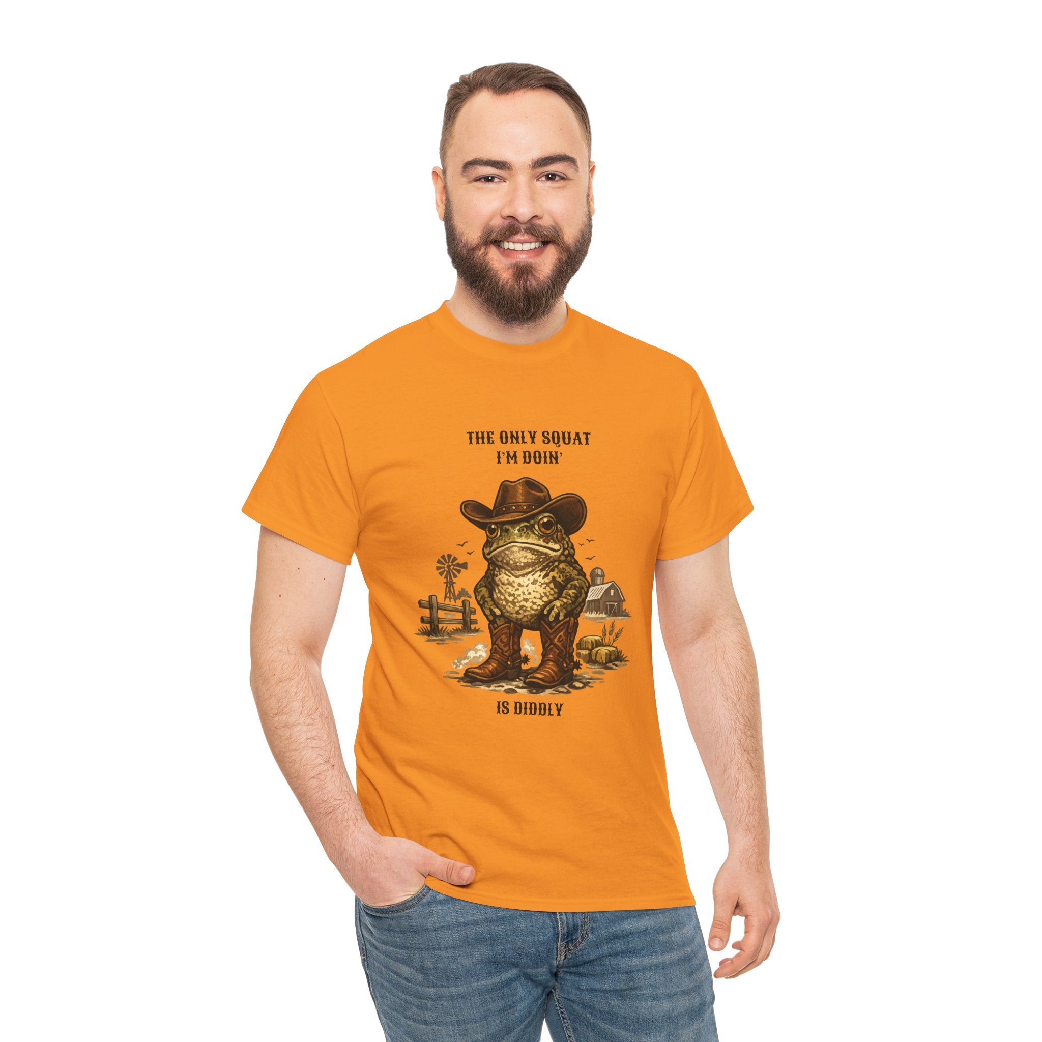 Frog Cowboy Tee — “The Only Squat I’m Doin’ Is Diddle” Funny Western Graphic T-Shirt