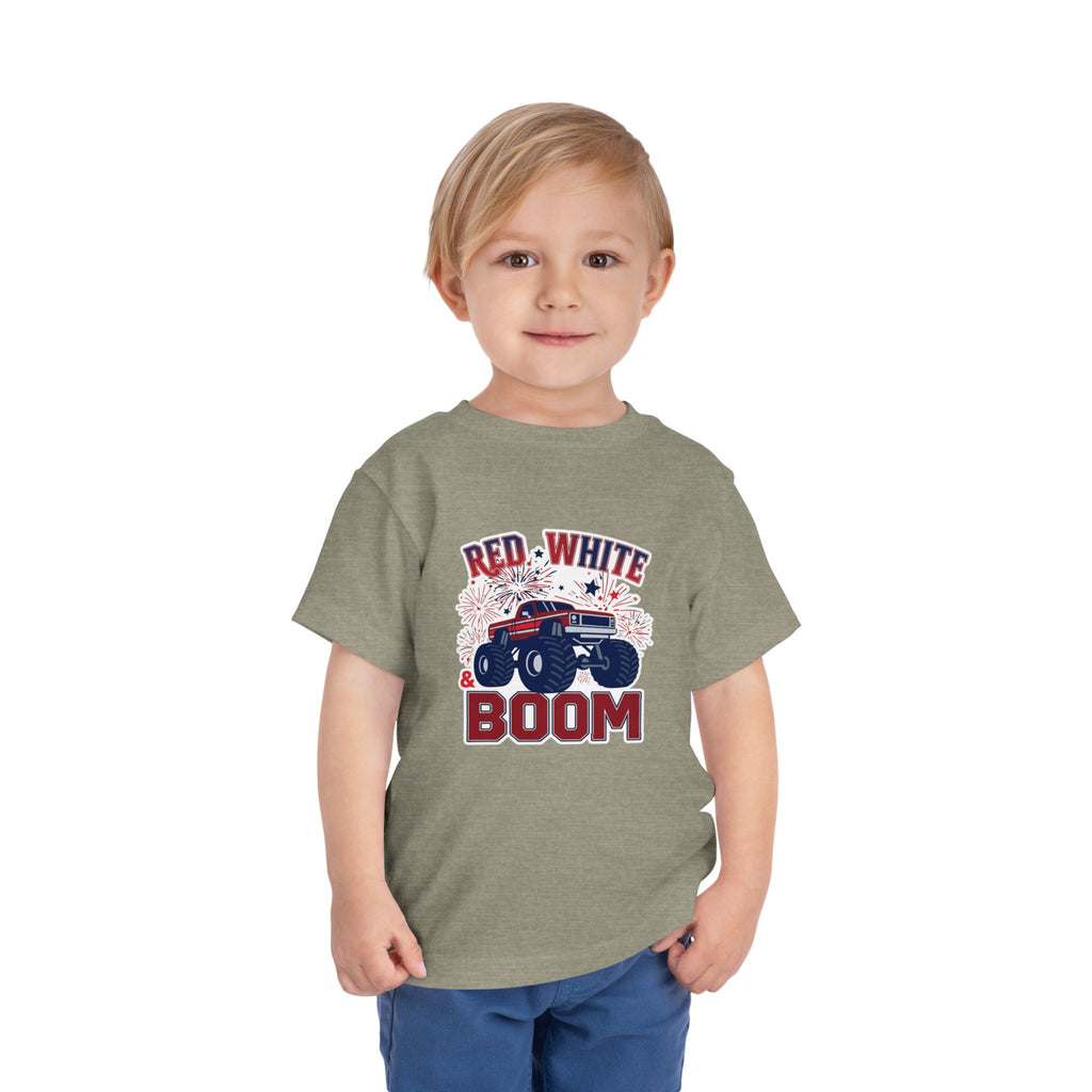 Toddler Tee - "Red, White & Boom" Monster Truck 4th of July Shirt