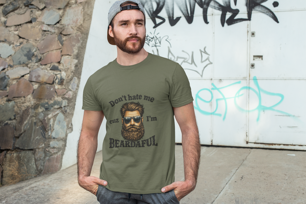 Beardaful T‑Shirt — "Don't hate me cuz I'm Beardaful" Funny Beard Lover Tee