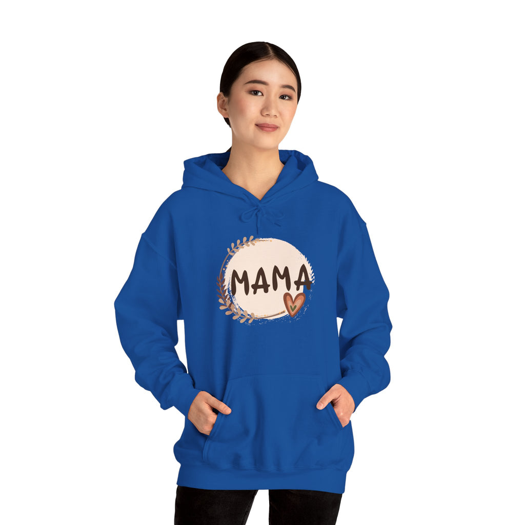 Mama Heart Hoodie — Soft Neutral Mom Sweatshirt, 'MAMA' Script with Heart & Wreath (Mother’s Day Gift)