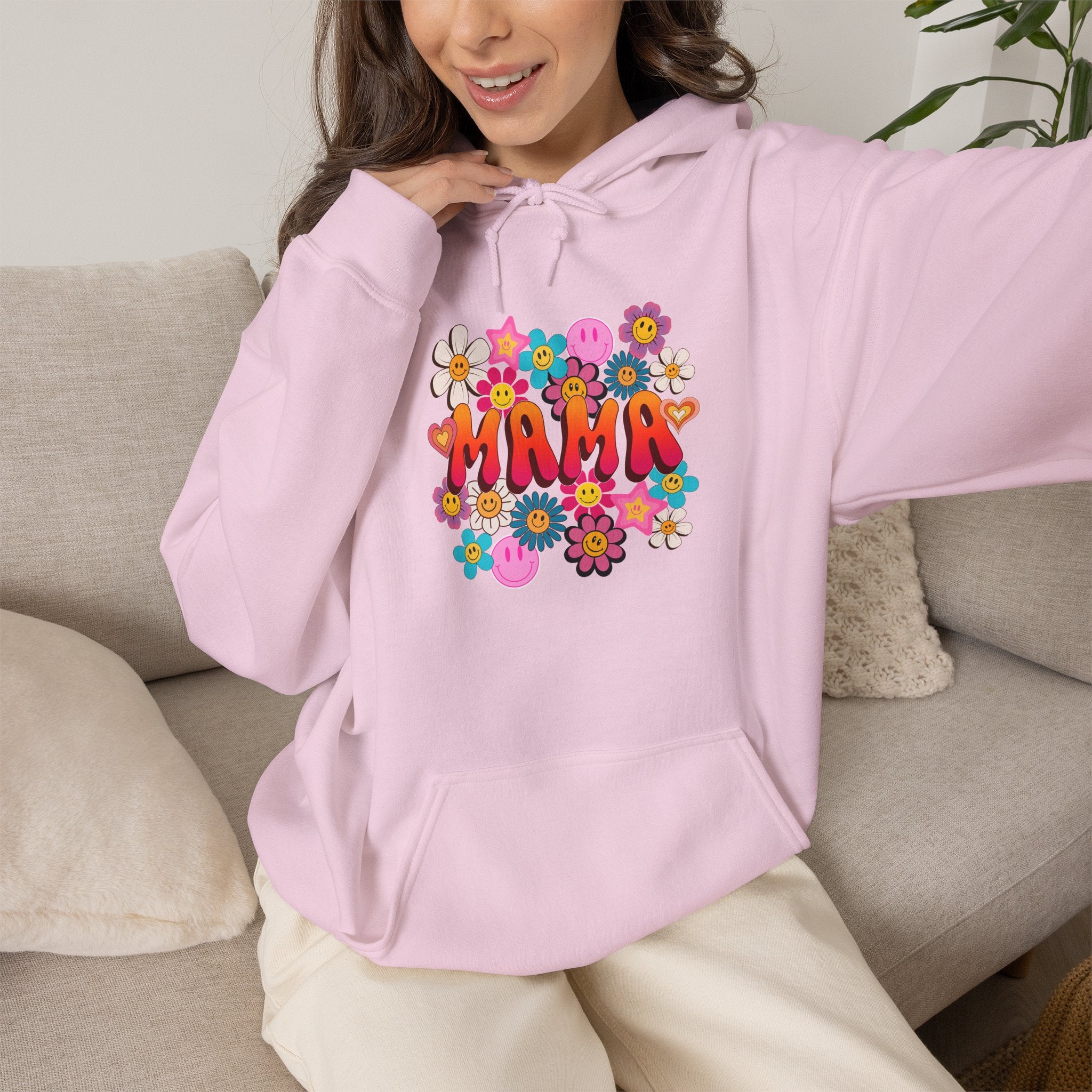 Mama Floral Hoodie — Retro Flower Power "Mama" Sweatshirt
