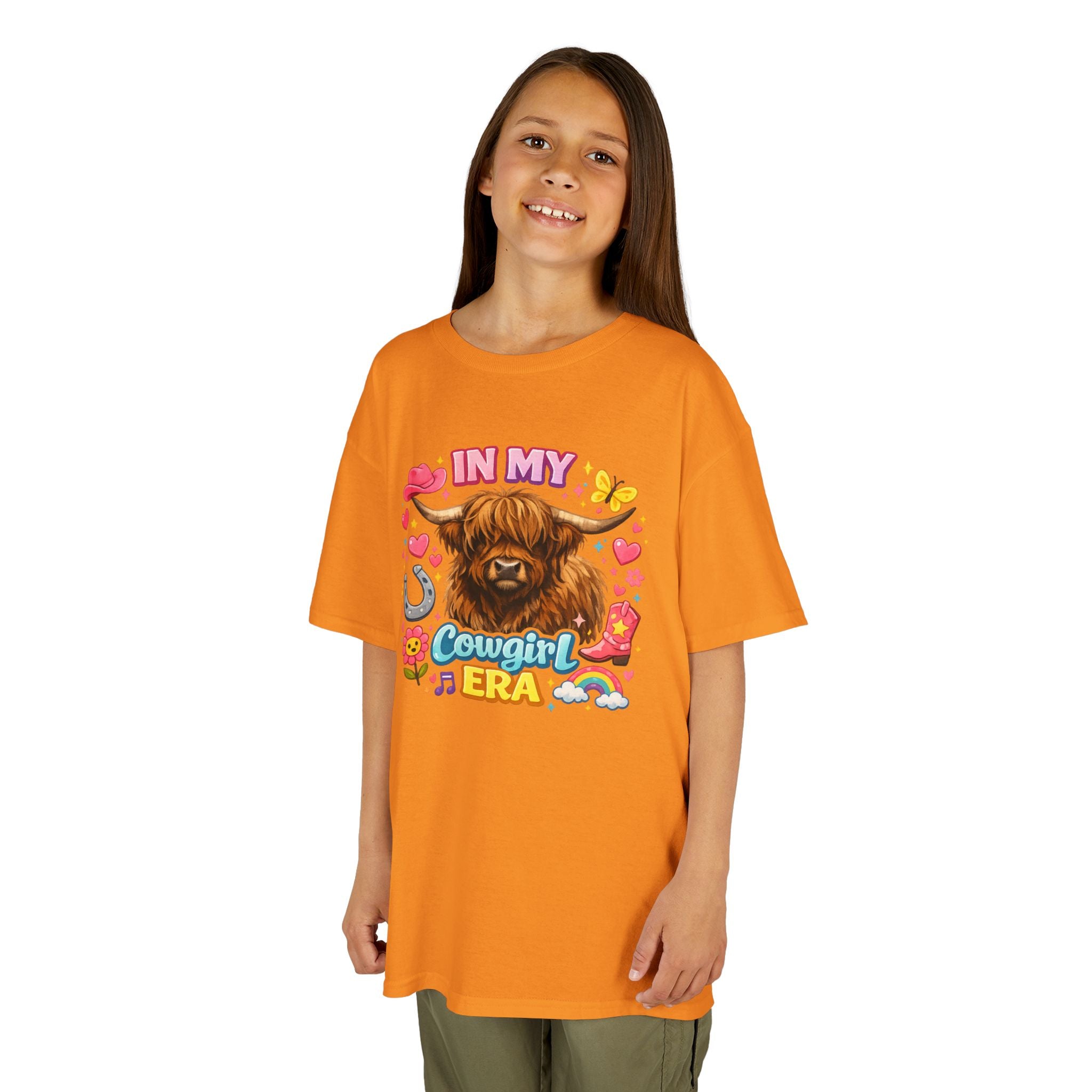 Kids Tee — "In My Cowgirl Era" Highland Cow Graphic