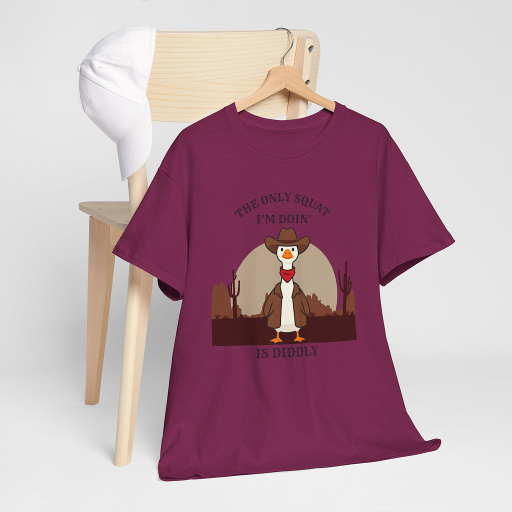 Cowboy Ferret Graphic Tee — "The Only Squat I'm Doin' Is Diddly" Cute Western Animal T-Shirt