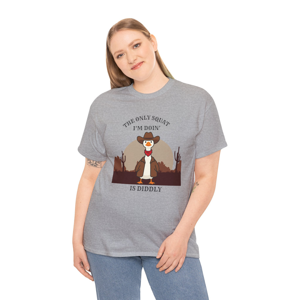 Cowboy Ferret Graphic Tee — "The Only Squat I'm Doin' Is Diddly" Cute Western Animal T-Shirt