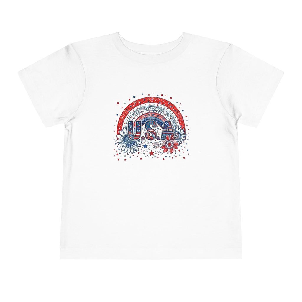 Toddler Tee — USA Rainbow Floral Patriotic 4th of July Shirt