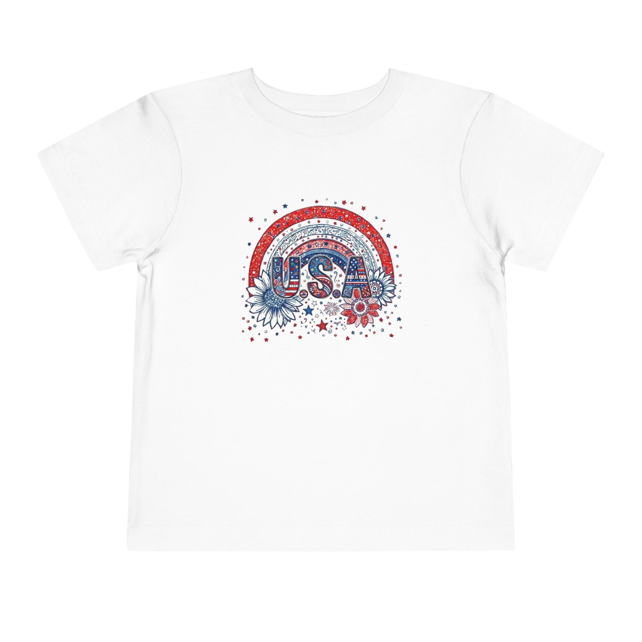 Toddler Tee — USA Rainbow Floral Patriotic 4th of July Shirt