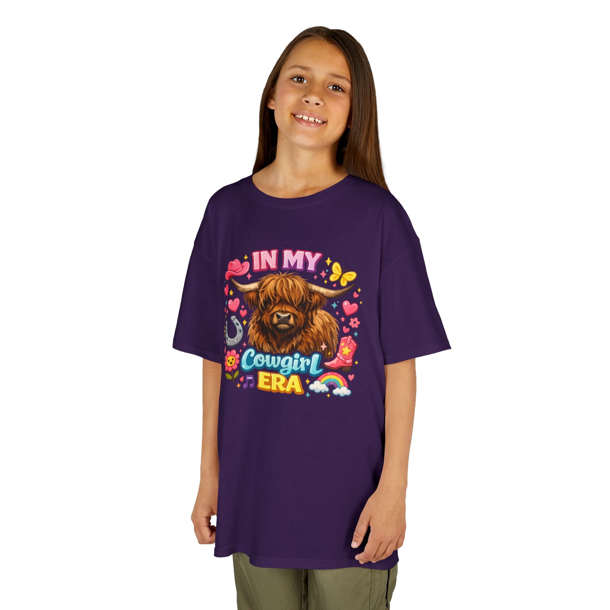 Kids Tee — "In My Cowgirl Era" Highland Cow Graphic