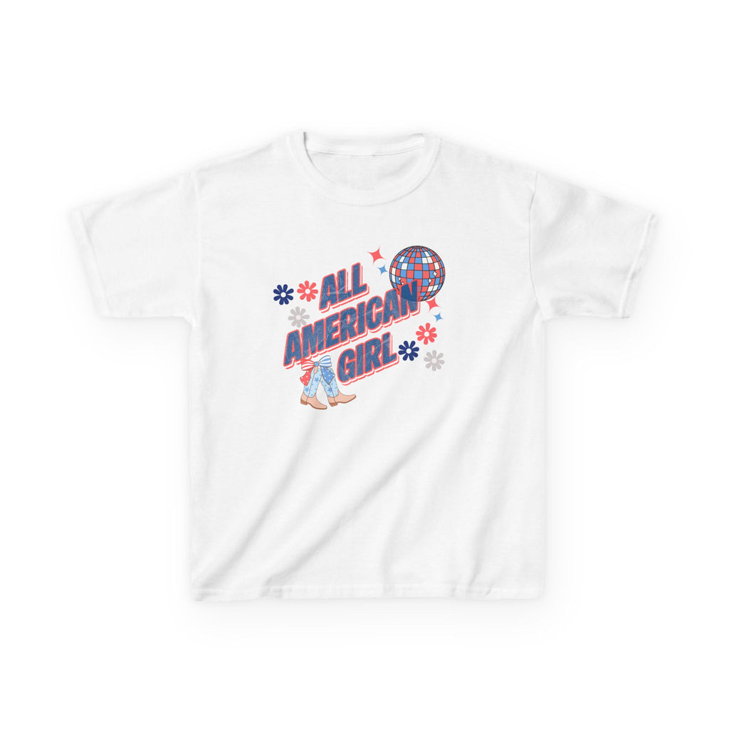All American Girl Kids T-Shirt — Patriotic 4th of July Tee